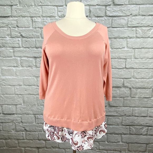 NWT Torrid Pink Raglan Layered Sweater - Picture 4 of 8